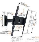 Vogel'S Ma3030-C1 Negro Soporte De Pared Para Tv De 32" A 65" Gira 120º Inclinable 15º