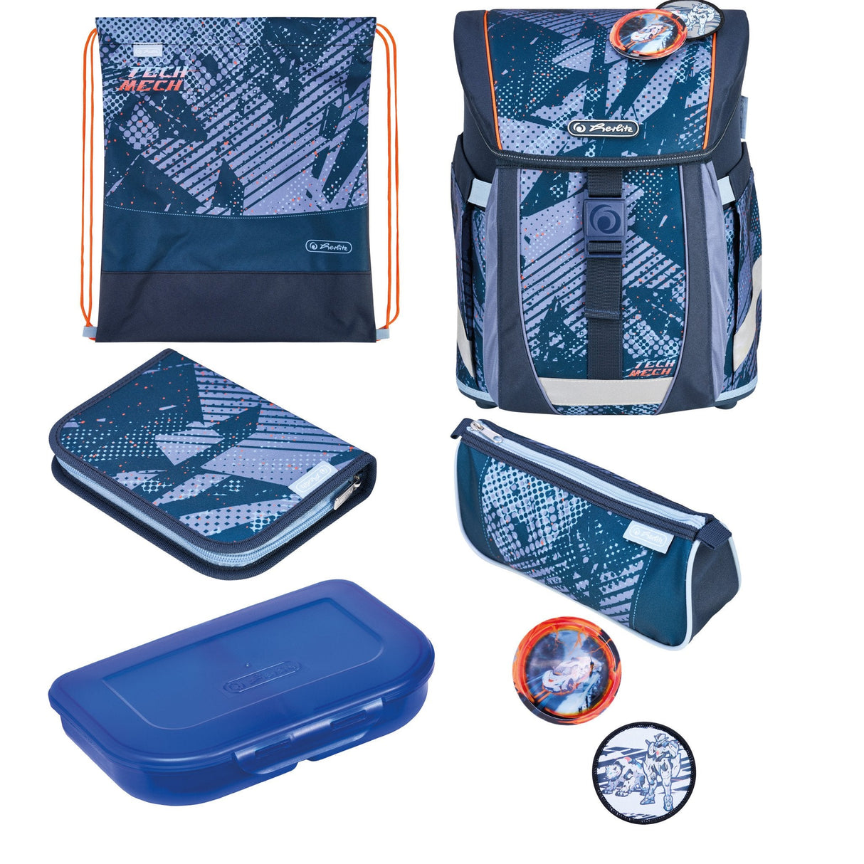 EAN 4008110396347 - Herlitz FiloActive XL Plus TechMech juego de mochila escolar Niño Poliéster Azul, Naranja imagen 1