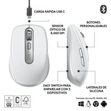 Logitech Mx Anywhere 3s Ratón Óptico 6 Botones Inalámbrico Bluetooth 910-006930