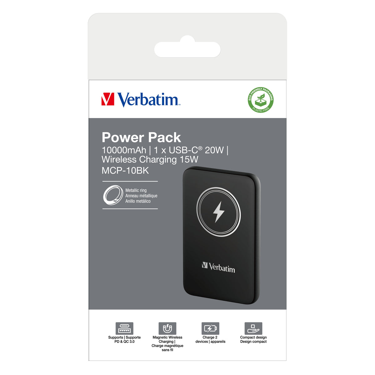 EAN 0023942322450 - Verbatim Charge 'n' Go Polímero de litio 10000 mAh Cargador inalámbrico Negro imagen 4