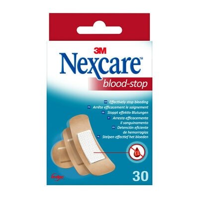 Nexcare Blood-Stop Pack De 30 Apositos Surtidos - Resistente Al Agua - Mayor Rapidez Deteniendo Hemorragias - Piel
