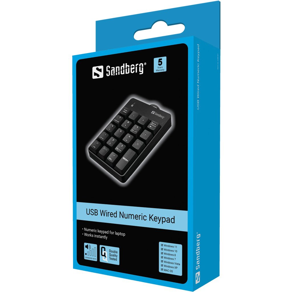Teclado Numerico Sandberg, Usb, Negro