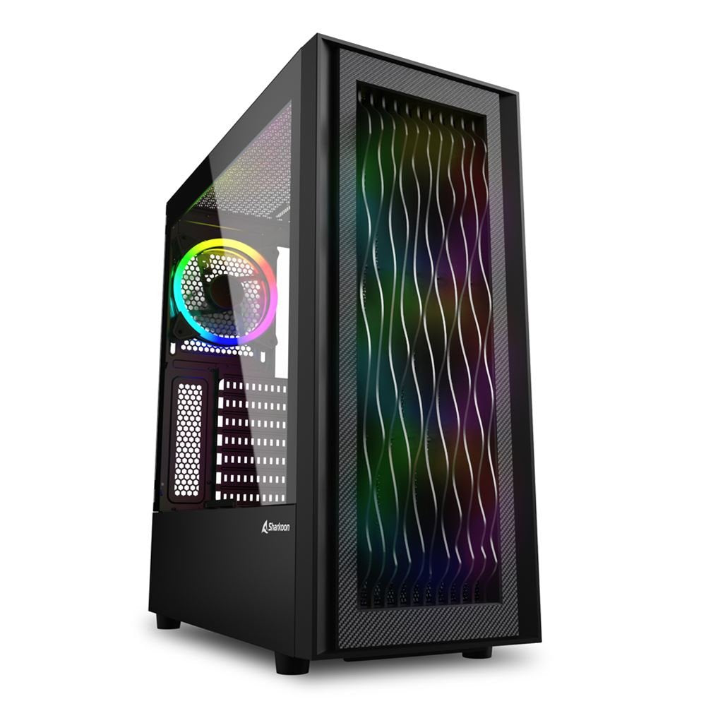 Caja Pc Sharkoon Rgb Wave 2xusb3.0 Rgb Sin Fuente Negro