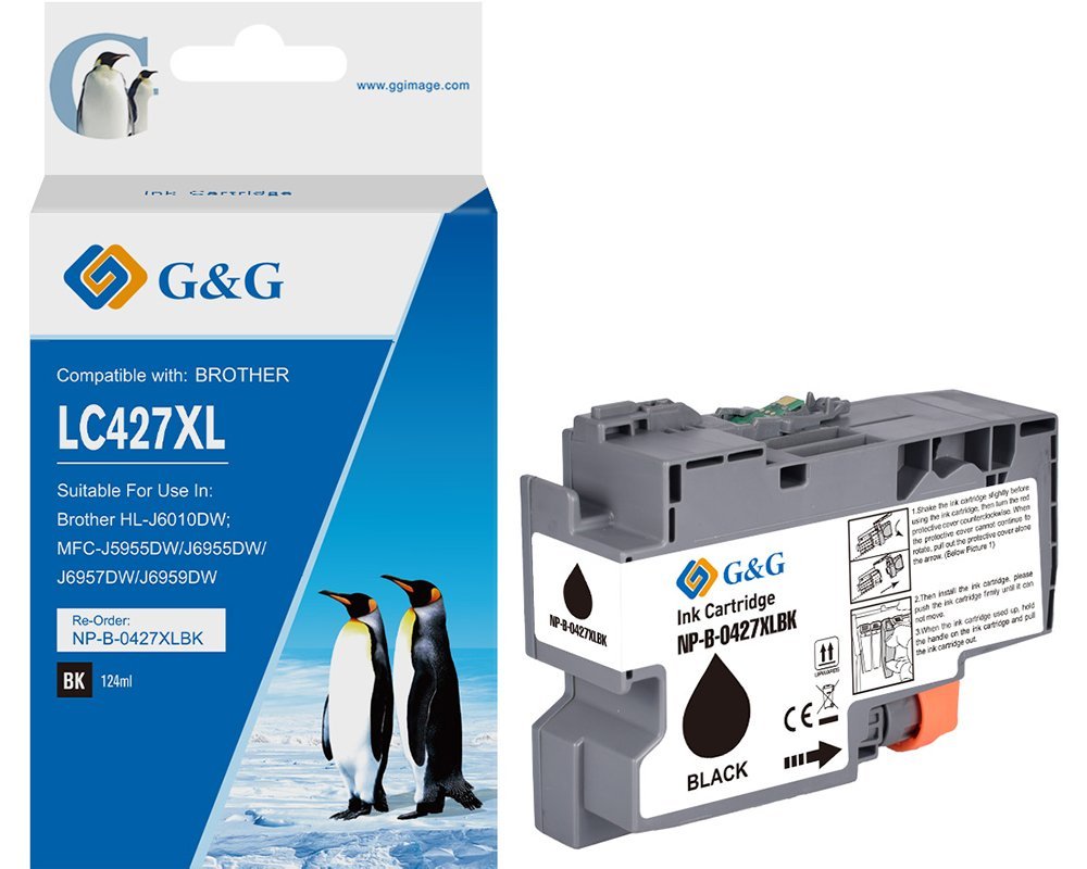 G&G Tinte Compatible Con Brother 427xl Lc-427xlbk Negro