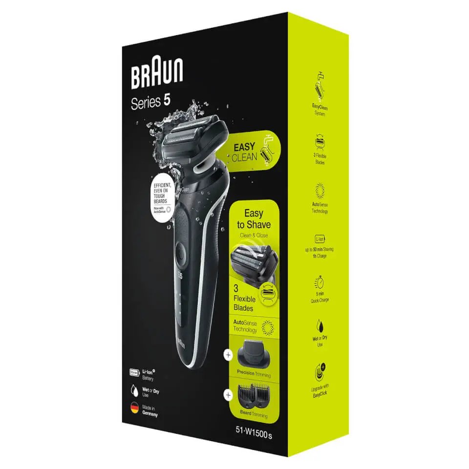 Braun 51-W1500s Afeitadora En Seco Y Húmedo, Negro Blanco
