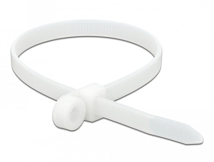 Delock Cablebinder Mit Befestigungsöse L 300 X B 7,6 Mm Weiss 10 Stück