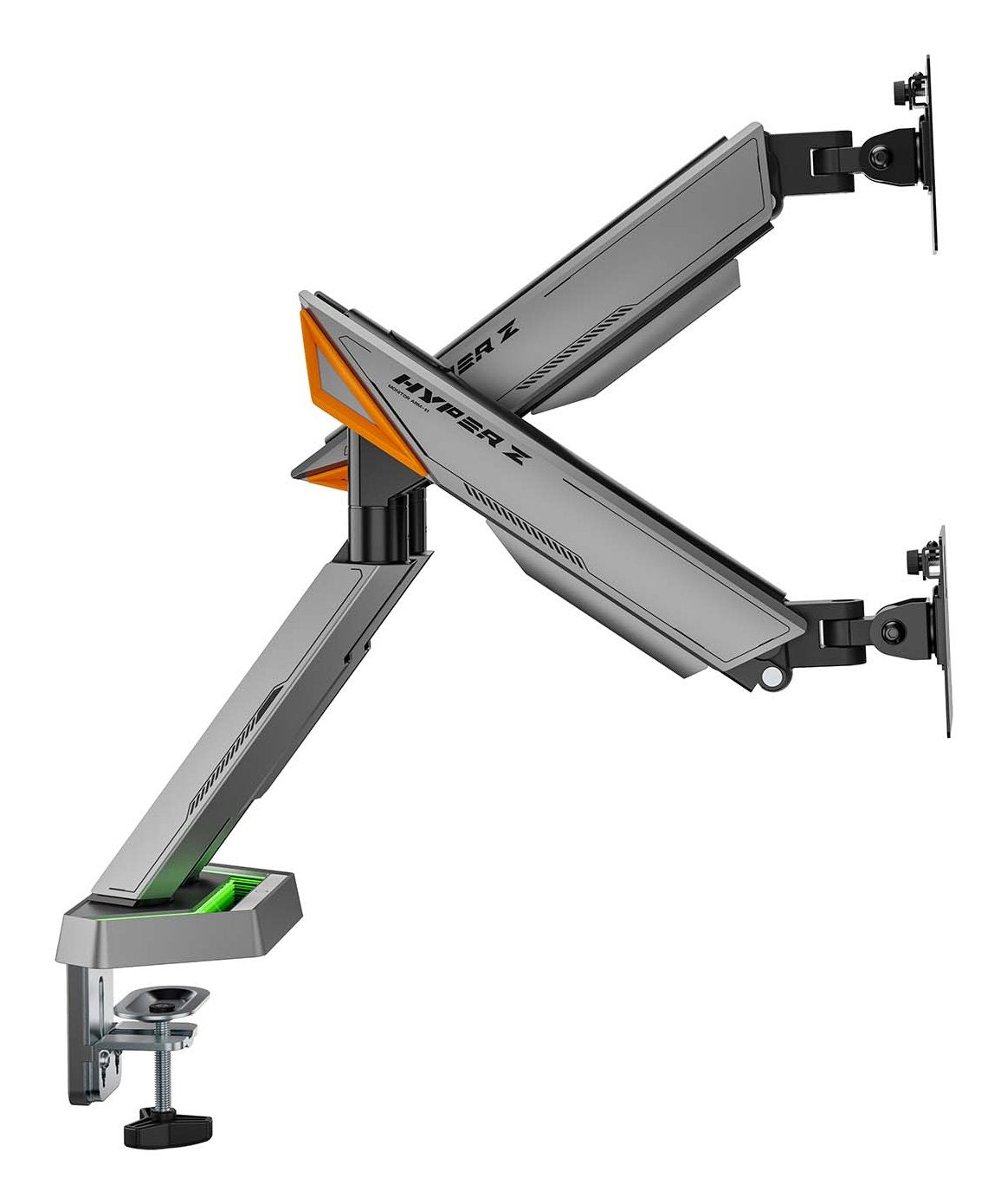 Aisens Soporte De Mesa Rgb Gaming Contrapeso Giratorio E Inclinable Para Monitor/Tv 16kg (3 Pivotes, 2 Brazos) De 17-38, Negro-Gris