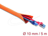 Delock Cableschutzschlauch Mit Schwarzer Verschleissanzeige Selbstschliessend Doppellagig 5 M X 10 Mm Orange