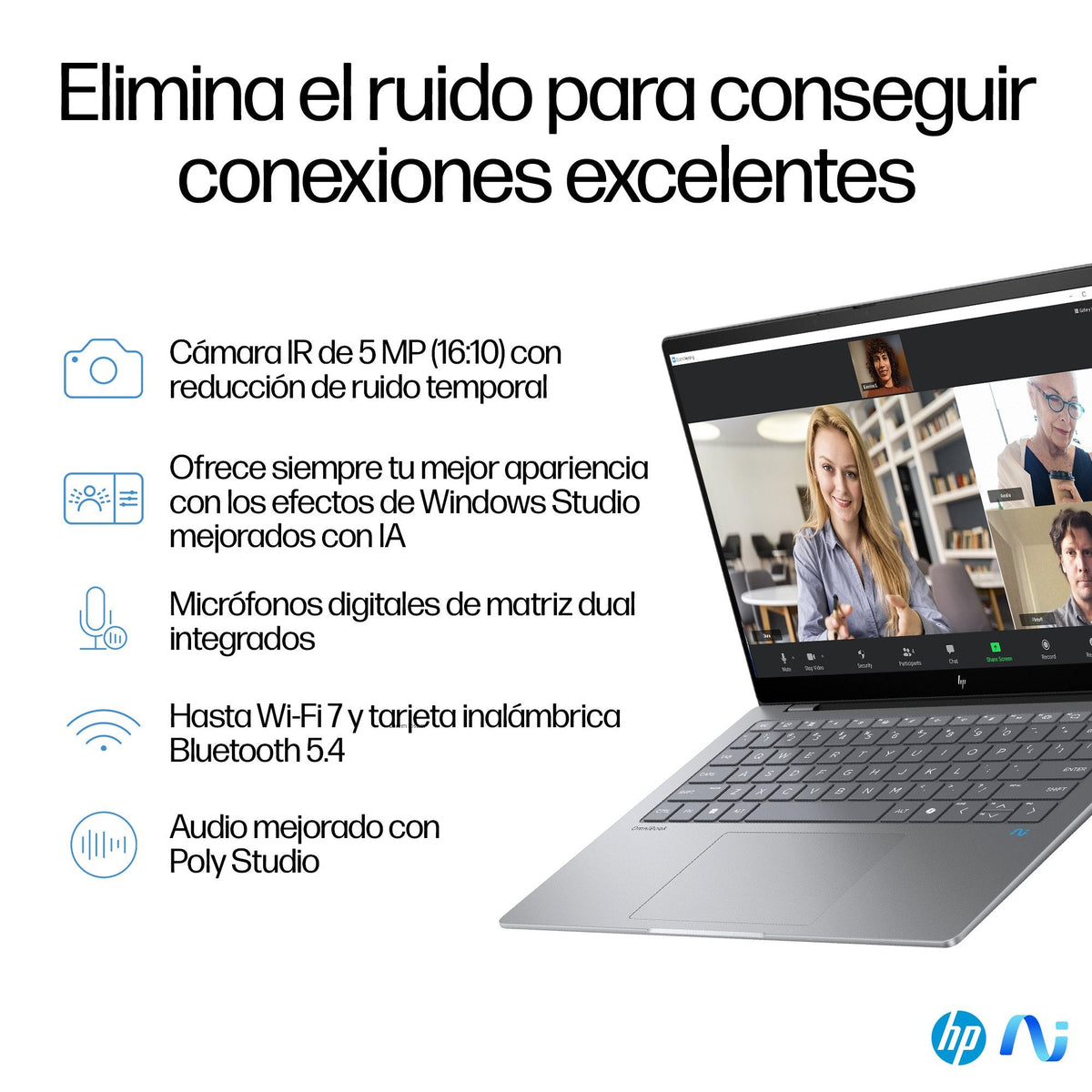 Portátil Hp Omnibook X 14-Fe0000ns Copilot+Pc, Snapdragon X Elite X1e-78-100, 16gb, 1tb Ssd, 14", W11 - Plata