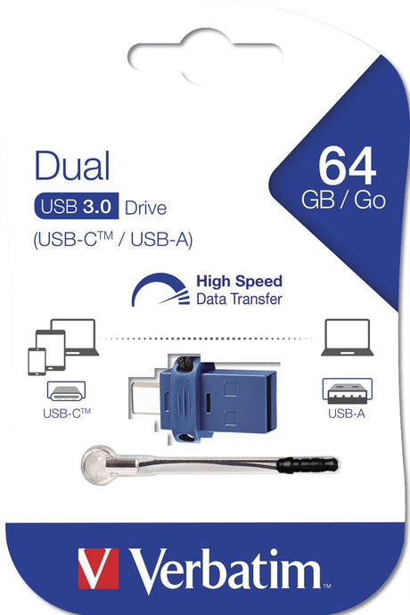 EAN 0023942499671 - Verbatim 49967 unidad flash USB USB Type-A / USB Type-C 3.2 Gen 1 (3.1 Gen 1) Negro, Azul, Plata imagen 5