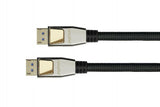 Python Displayport 2.0 Cable Nylongeflecht Schwarz 3m