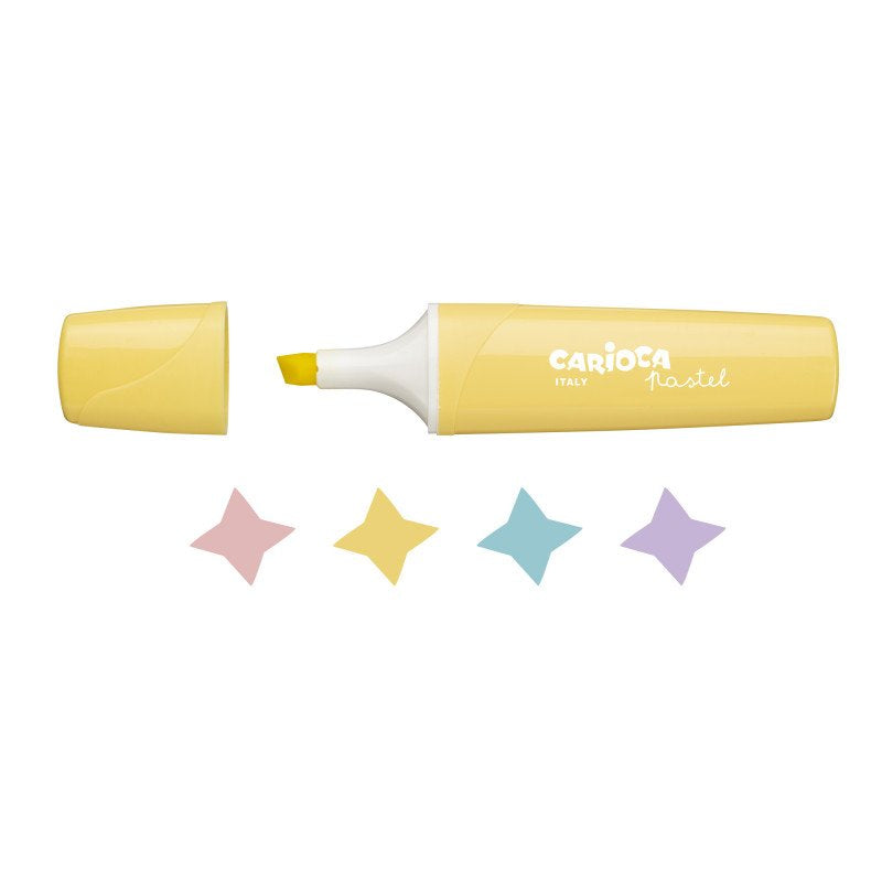 Carioca Memolight Pack De 4 Subrayadores Pastel - Tinta A Base De Agua Y Lavable - Punta Biselada - Varios