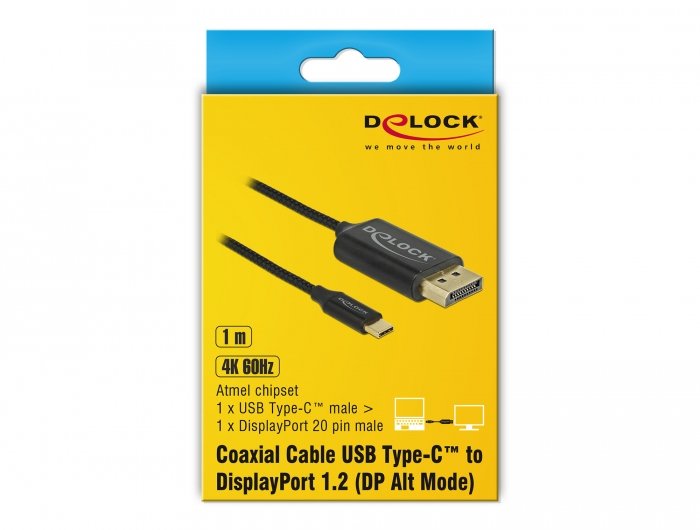 Delock Cable Usb Tipo-C Macho > Dp Macho Dp-Alt Mode 4k 60 Hz 1 M