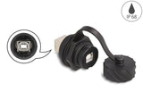 Delock 88004 Conector De Cable Usb 2.0 Tipo-B Hembra A Hembra Para Instalación Con Bayoneta Tapa Protectora Ip68 Resistente Al Polvo Y Al Agua Negro