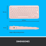Teclado Español Logitech K380 Multi-Device Bluetooth Qwerty Rosa 920-009587