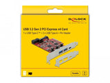 Delock Tarjeta Pci E X4 A 1x Usb Tipo-C 2x Usb-A 1x Interno Usb 3.2 10 Gbps
