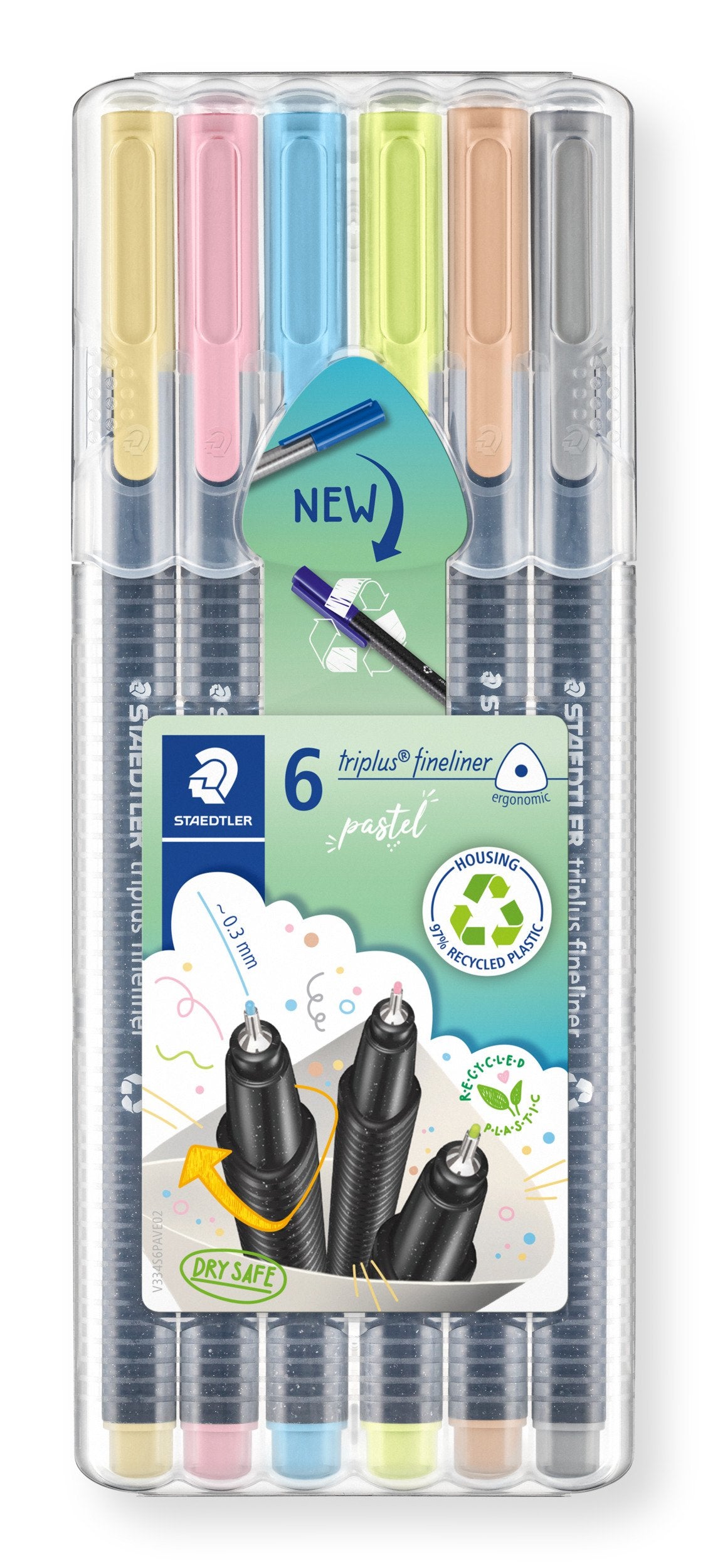 EAN 4007817063248 - Staedtler 334 SB6 PA rotulador de punta fina Superfino Color vainilla, Rosa claro, Azul agua, Verde claro imagen 2