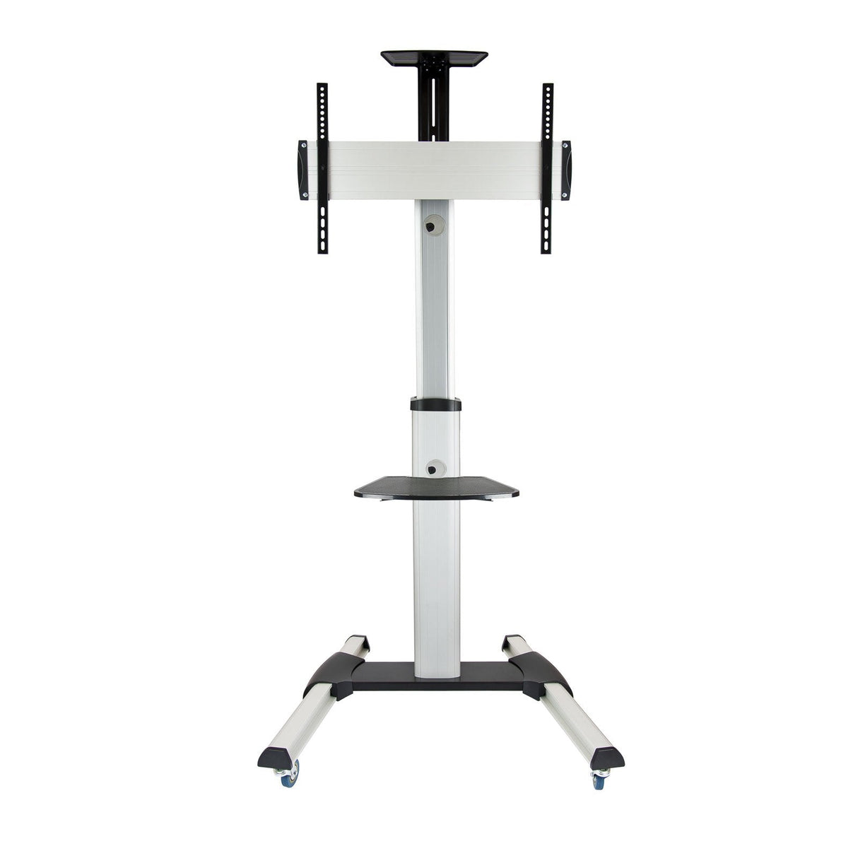 Tooq Soporte De Pantalla De Suelo Con Ruedas 37"-70" - Bloqueo De Ruedas - Dos Estantes - Gestion De Cables - Peso Max