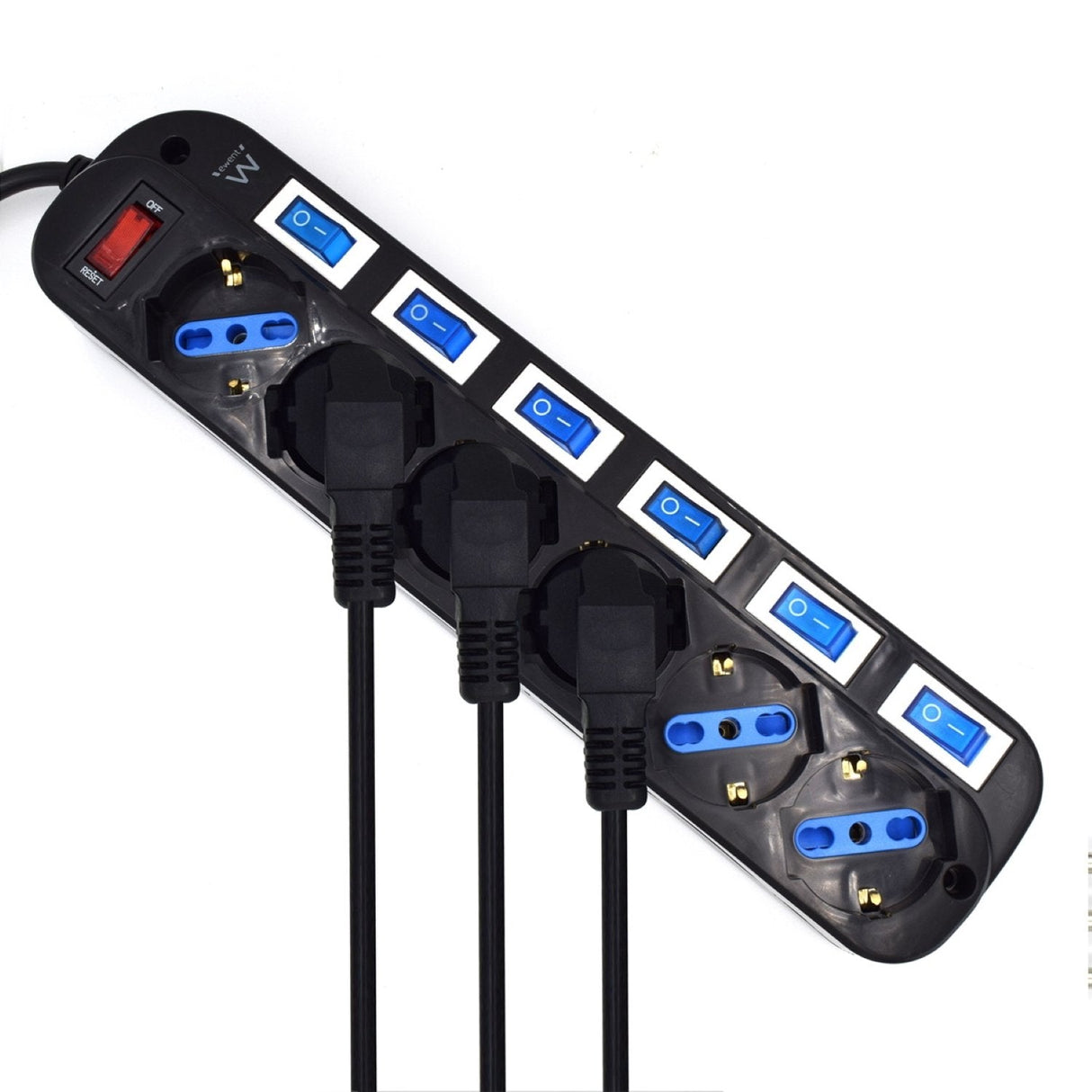 Regleta Ewent 5 Tomas Shucko Interruptor Individual Negro