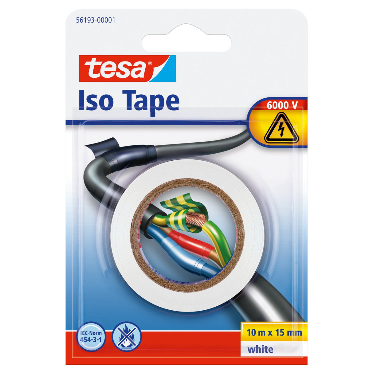 Tesa 56193-00001 Cinta Aislante  10m 15mm Blanco Blister