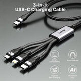 Cable Unitek C14101agy01-1.5m Usb-C 3in1 To Lightning Usb-C Micro Usb Multi Charging Black