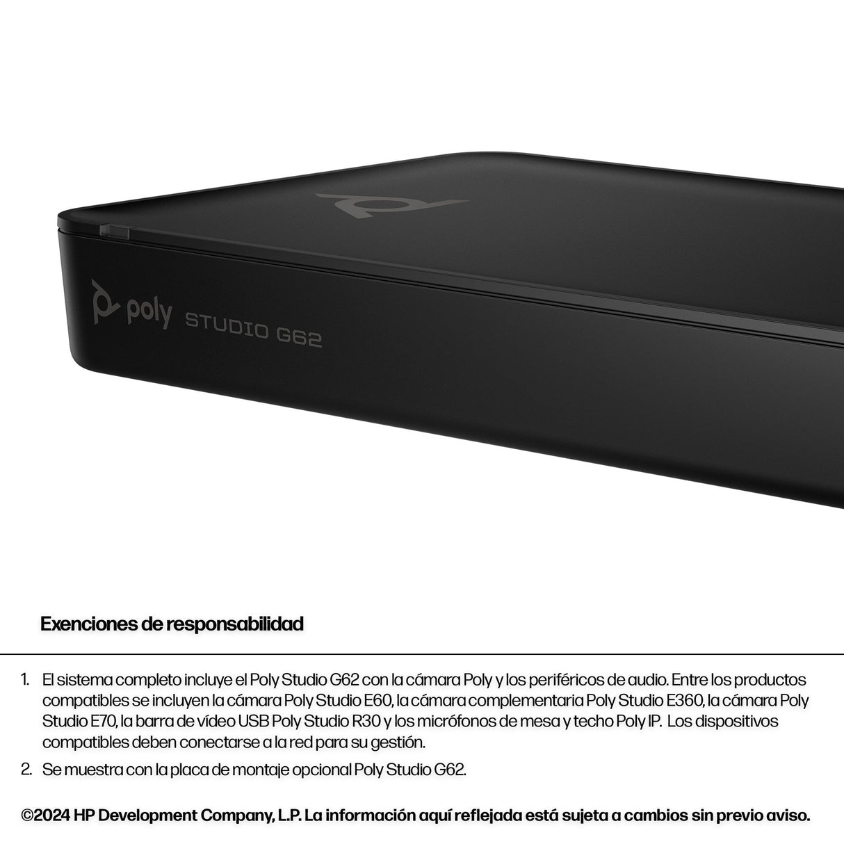 EAN 0198122558865 - HP Poly Studio G62 Video Conferencing System With Mounting Plate Kit sistema de video conferencia 10 pers imagen 2