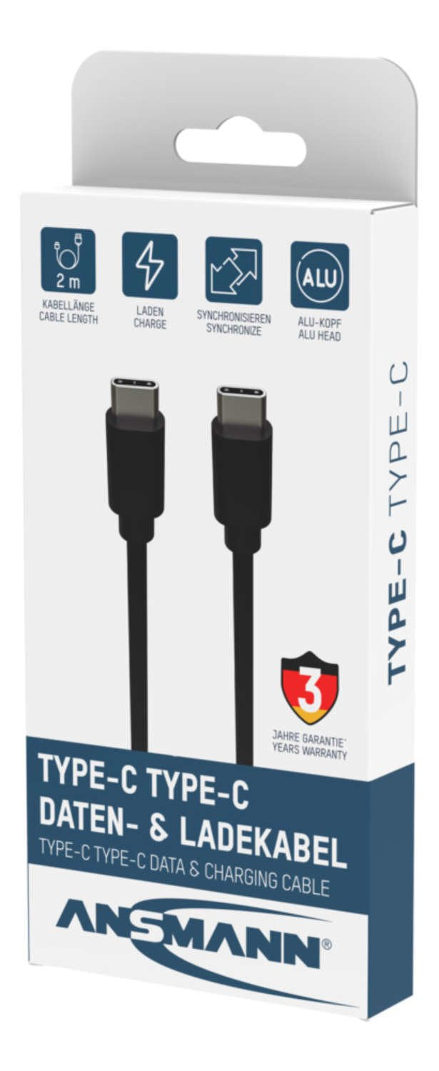 Cable Usb C-> Cs / S 200cm Negro S / S, 200cm, Negro