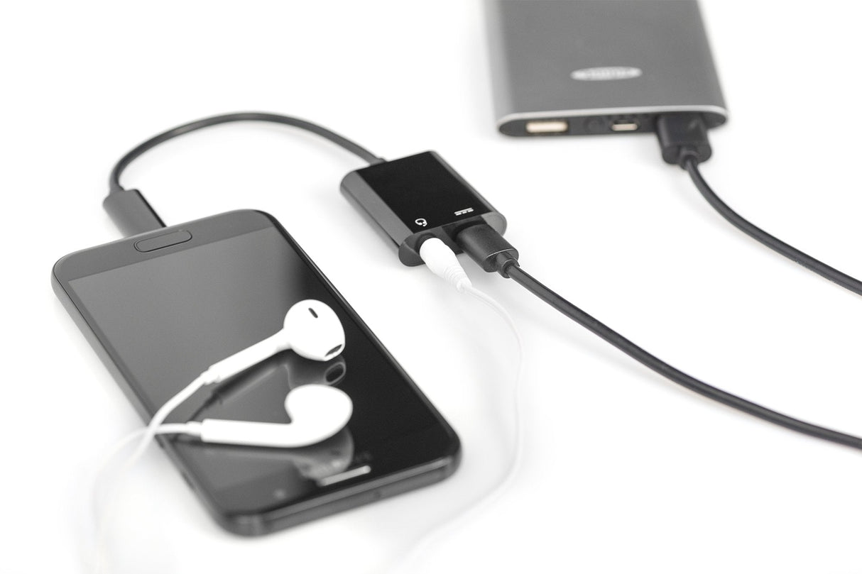 Adaptador Digitus Usb Splitter Tipo C - 3.5mm Tipo C M/F/F 0.2m Gen2 5a 10gb