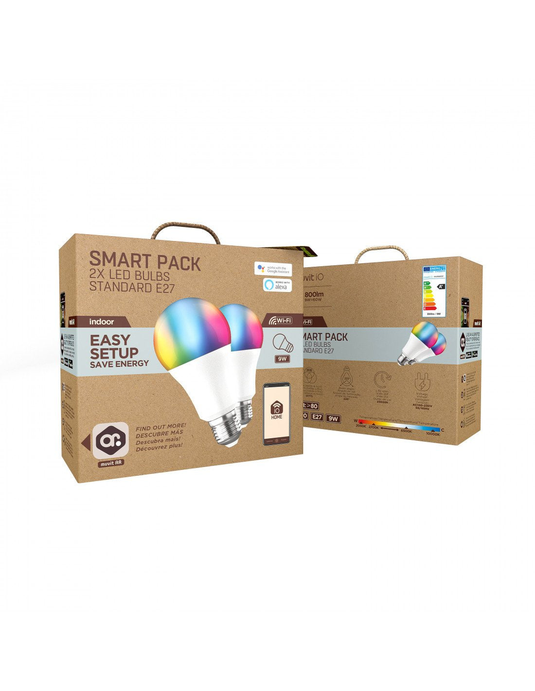 Bombilla Led Inteligente Muvit Io A60 Casquillo E27 9w 800 Lúmenes 2700k-6500k Pack De 2 Uds