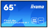 Iiyama Lh6552uhs-B1 Pantalla De Señalización Pantalla Plana Para Señalización Digital 163,8 Cm (64.5") Ips 500 Cd / M² 4k Ultra Hd Negro Procesador Incorporado Android 8.0 24/7