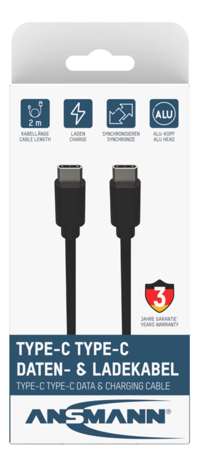 Cable Usb C-> Cs / S 200cm Negro S / S, 200cm, Negro