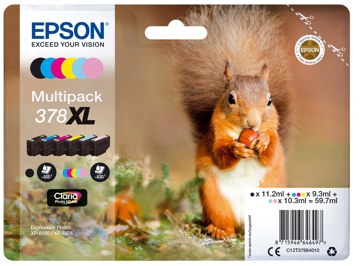 EAN 8715946646497 - Epson Squirrel 378XL cartucho de tinta 1 pieza(s) Original Alto rendimiento (XL) Negro, Cian, Cian claro, imagen 1