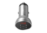 Baseus Car Charger Digital Display Dual Usb 4.8a 24w Silver (Ccbx-0s)