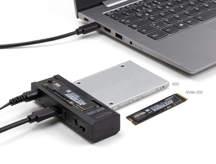 Delock 64252 Convertidor Usb Type-C Para 1 X Ssd M.2 Nvme + 1 X Sata Ssd / Hdd Con Función De Clonación