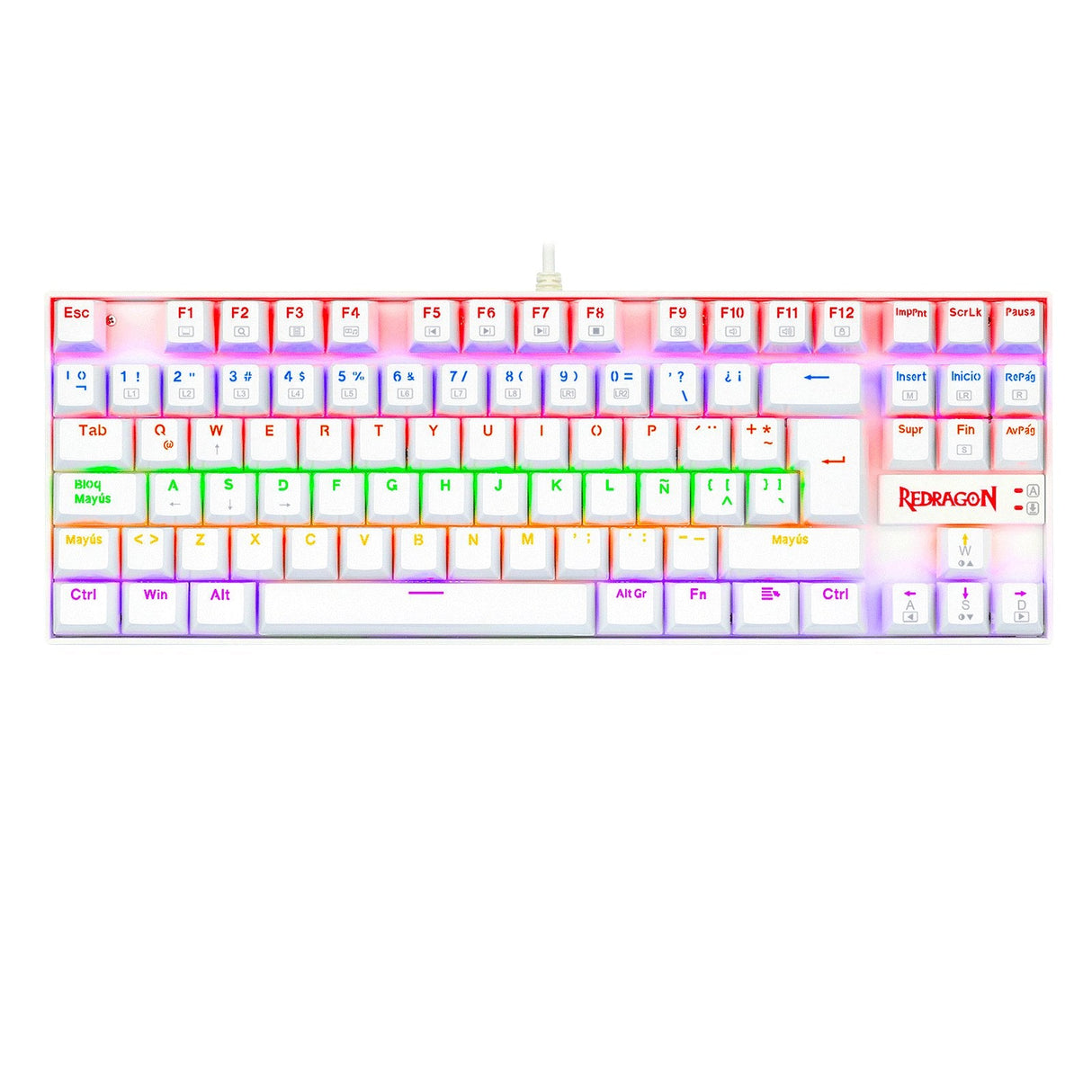 Redragon Kumara 2 Teclado Mecanico Gaming Rainbow Español Blanco