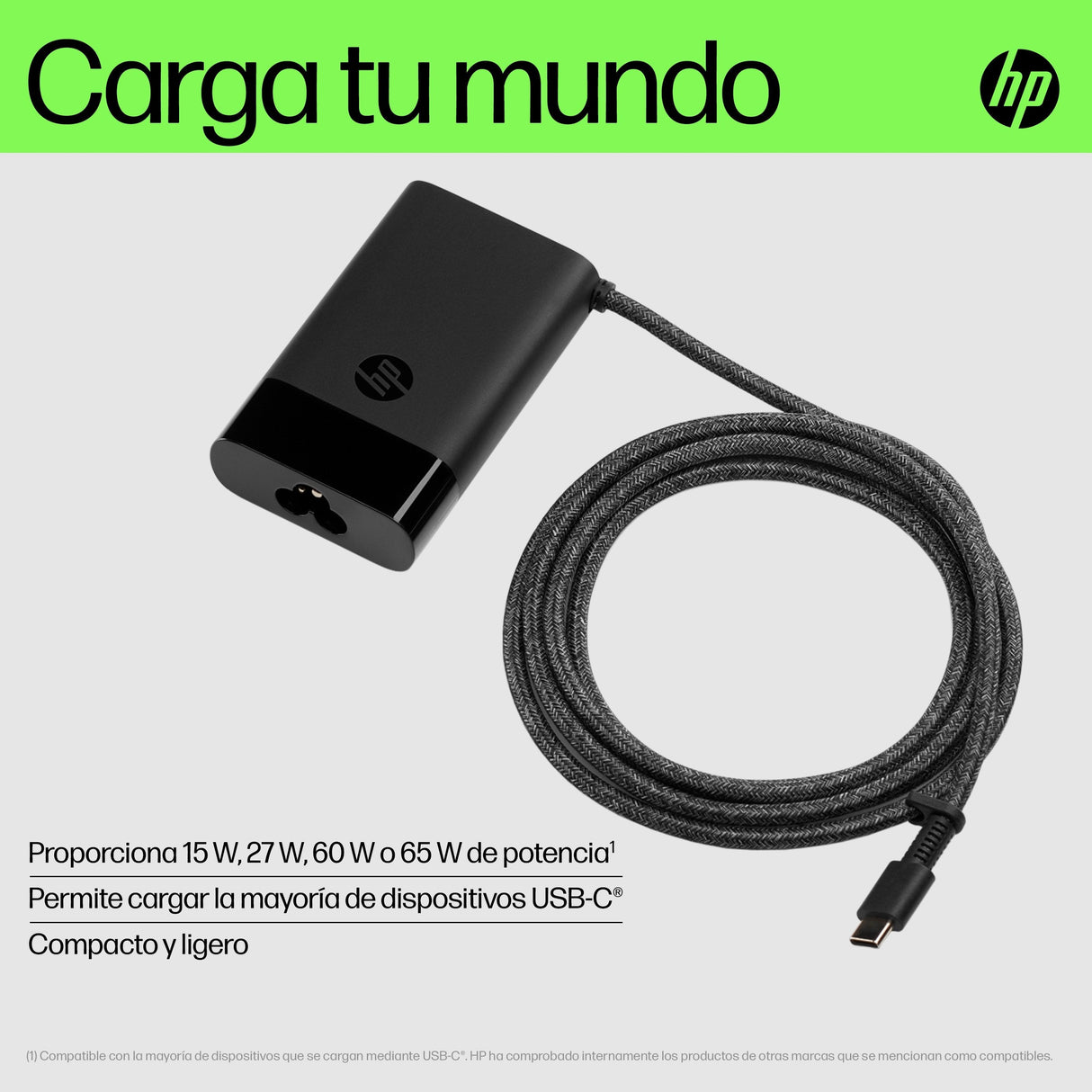 Cargador Para Portátil Hp Usb-C De 65 W, Cargador