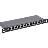 Patch Panel Inline De 10" Cat.6a 0.5u 12 Puertos, Negro Ral9005