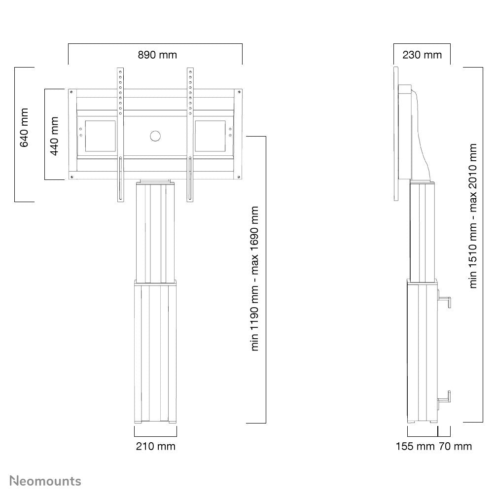 Neomounts Wandhalter 800x600 -150kg 42-100'' Plata Höv Elektrisch