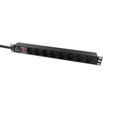 19'' Rack Mount Power Strip,  1u, 10a With 8 X Schuko