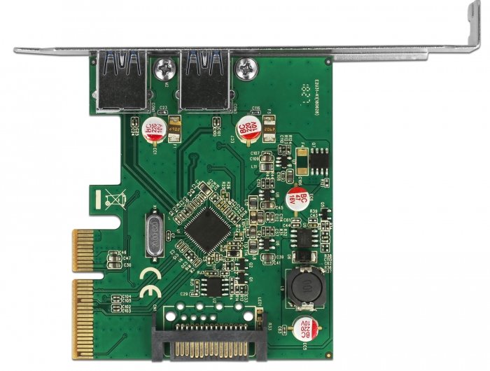Delock 90298 Tarjetas Pci Express X4 A 2 X Externo Usb 3.2 Gen 2 Tipo-A Hembra