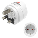 Hama Adaptador De Viaje Toma Tipo G - Potencia Hasta 3250w - Hembra Tipo Schuko - Voltaje 100-250v - Blanco