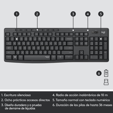 EAN 5099206092419 - Logitech 920-009798 teclado Ratón incluido Oficina USB QWERTY Español Grafito imagen 11