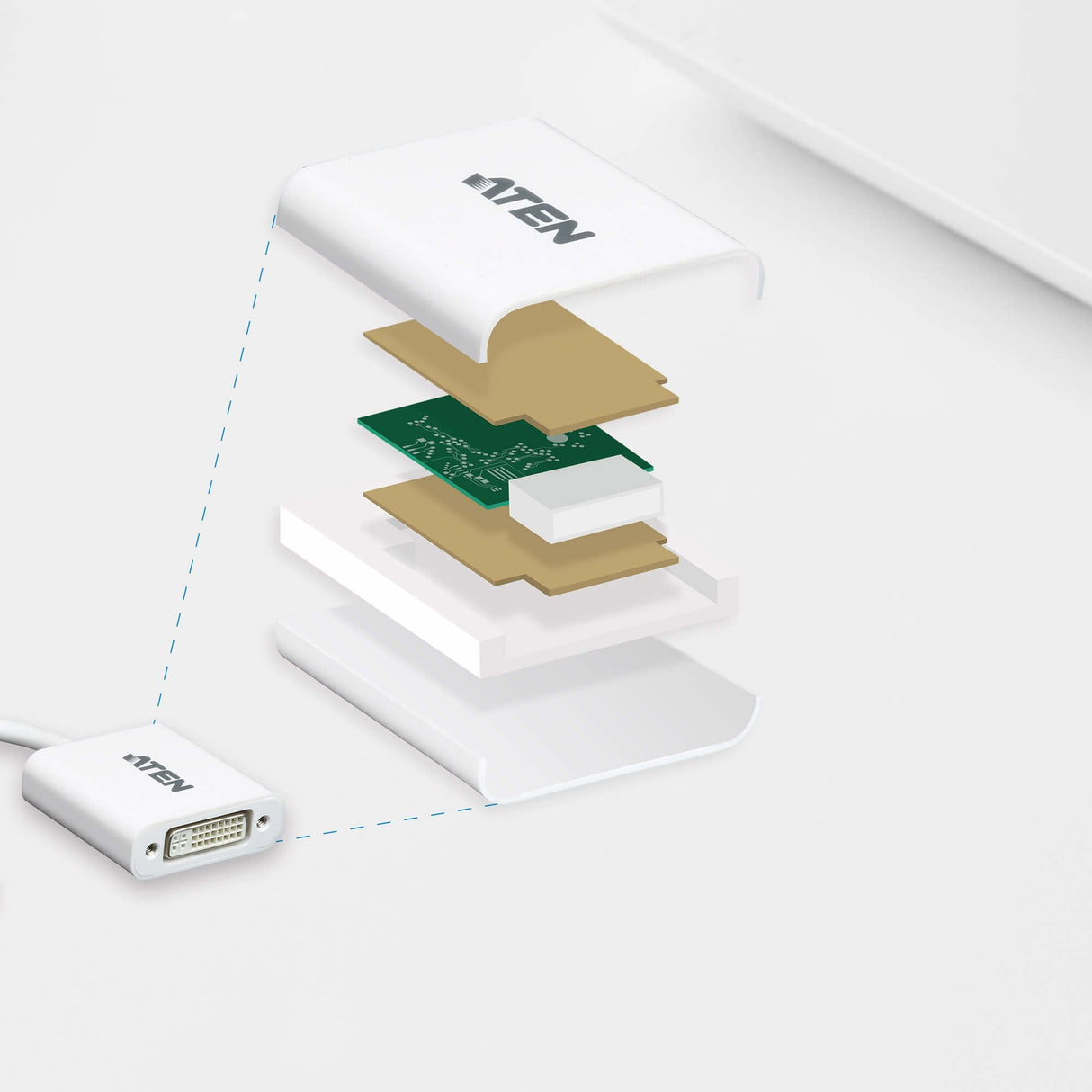Aten Displayport/Dvi Adapter Displayport Male Dvi-I Female Blanco