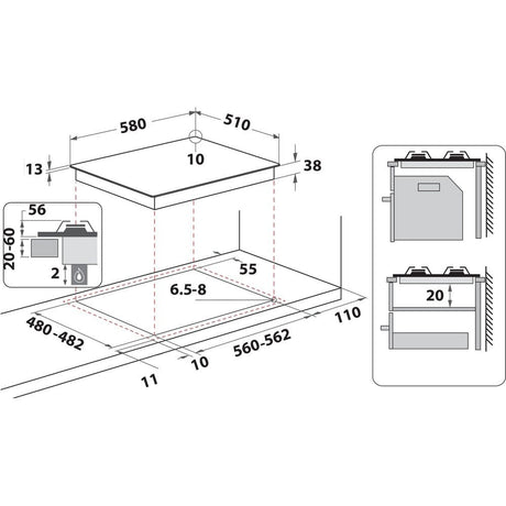 EAN 8003437625398 - Whirlpool TGML 650 IX Acero inoxidable Integrado 58 cm Encimera de gas 4 zona(s) imagen 1