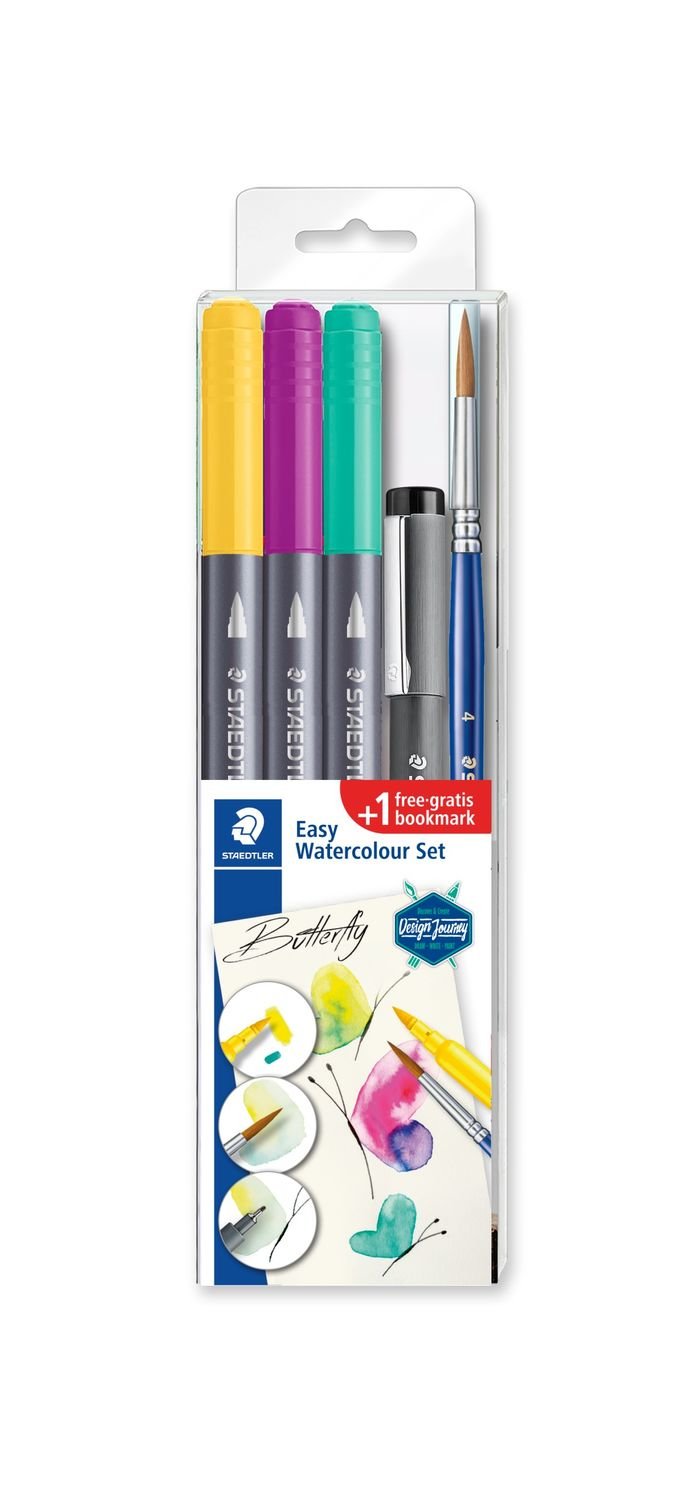 Set De Pintura Al Agua Mariposa Staedtler (3 Rotuladores Pincel, 1 Pigmento