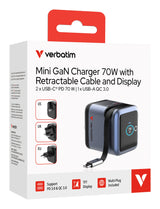 Cargador Smart Mini Gan 70w Wysuwany Cable Usb-C Eu, Uk, Usa