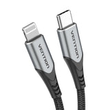 Cable Usb 2.0 Tipo-C Lightning Vention Tachh Usb Tipo-C Macho Lightning Macho 2m Gris Y Negro