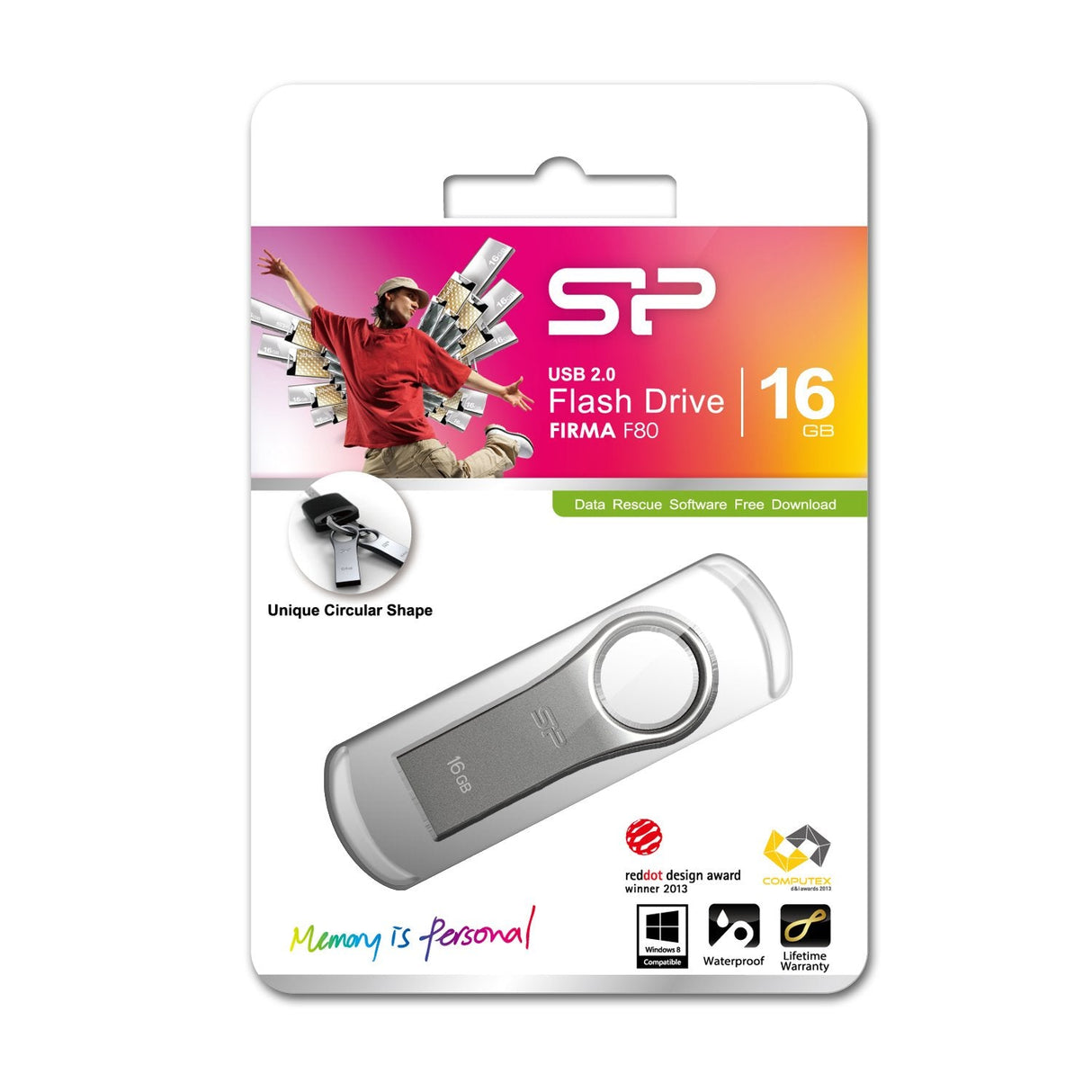 Pendrive 16gb Silicon Power Usb2.0  F80 Silver/Zinc Case
