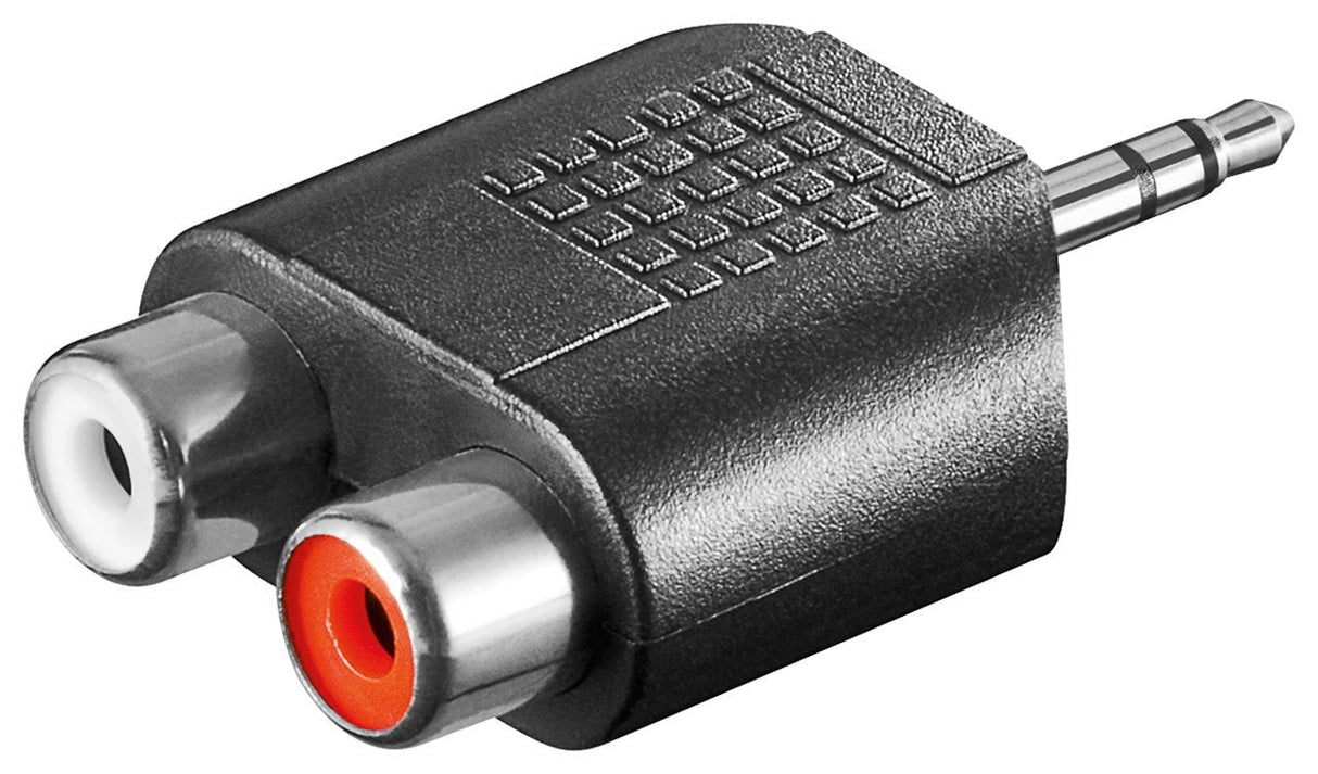 Goobay 3.5mm Audio Adaptor, 3.5mm M, 2x Rca Fm, Macho/Hembra, Negro