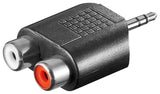 Goobay 3.5mm Audio Adaptor, 3.5mm M, 2x Rca Fm, Macho/Hembra, Negro